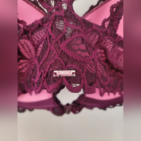 PINK Lace Floral Racerback Pushup Bra - Picture 6 of 11